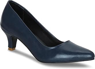 Get GlamrWomen Faux Leather Classic Work Pumps|| Semi-Pointed Toe|| Block Low Heels|| Smart Causals|| Heel Pumps
