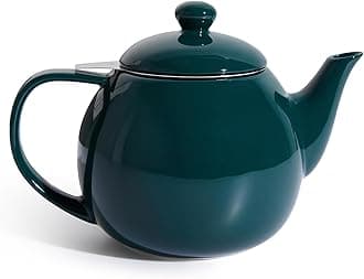 Sweese Teapots for Tea, 27 oz Porcelain Tea pot with Removable Stainless Steel Infuser, Tea Pots for Loose Tea - Dark Green