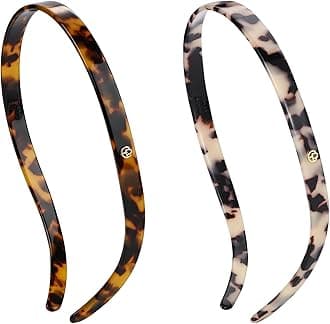 EVITA PERONI Black Tortoise Designed for Eyewear Basic Resin Hair Wrap Band Headband Accessories for Women(2PCS)