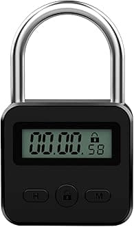 Metal Timer Lock - Electronic Time Padlock with LCD Display - USB Rechargeable (Black)