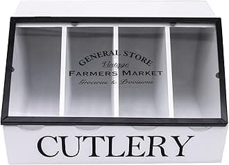 Maison Des Cadeaux Wooden Cutlery Holders Utensil Organisers Kitchen Silverware Storage Caddy, Kitchen Fork Spoon Racks, Easy-Cleanable Compartments, Deep Dividers (tz 17)