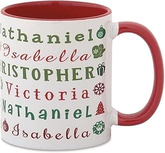 Current Christmas Collage Personalized Mug - Ceramic Novelty Coffee Cup, 11 oz, Dishwasher and Microwave Safe, Festive, Gifts, Add Names