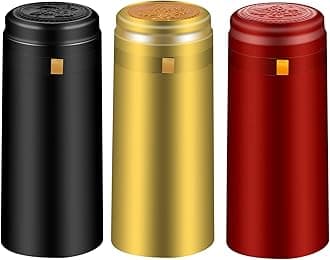 PVC Heat Shrink Capsules 120 Count 3 Colors Wine Shrink wrap Wine Bottle Corks Capsules for Professional, Wine cellars and Home use - Black, red, Gold
