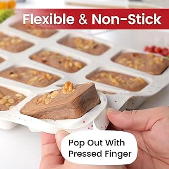 CAKETIME Mini Loaf Pan, Silicone Mini Bread Loaf Pans 12 Cups for Baking Mini Bread, Brownie, Cornbread, Cheesecake, Soap Nonstick BPA Free