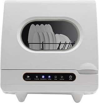 Portable Countertop Dishwasher, Mini Dishwasher, Full Panel Control Dish Washing Machine Portable Compact Dish Washing 5 Wash Programs of 2-6 Sets Dishes with 360° Spray Arms for Small-Sized Houses