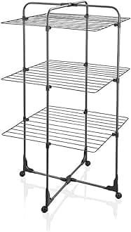LeifheitTower Dryer Comfort 420, Clothes Airer, Drying Rack, 42 m / 136 ft Drying Space, Sturdy Steel Frame, Incl Sock Clips and Hanger 167x66x87 cm high, Closed 95x66x6 cm Clothes Horse Dryer, Black