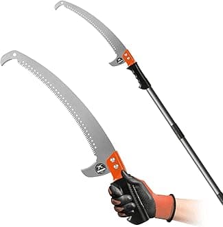 Walensee Pole Saws for Tree Trimming 304cm Lightweight Manual Stainless Steel Extension High Pole Pruning Pole Saw with Blade for Trimmer Branches Pole Cutter Pole Pruner at Forestry Yard Garden Patio