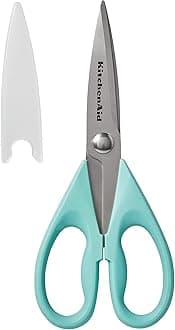 All Purpose Kitchen Shears with Protective Sheath Durable Stainless Steel Scissors, Dishwasher Safe, Soft Grip Comfort Handle, 8.72 Inch, Aqua Sky