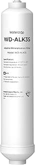 Waterdrop ALK35 𝐀𝐥𝐤𝐚𝐥𝐢𝐧𝐞 Water Filter, Alkaline Filter for Reverse Osmosis System, pH Balance and Restore Minerals for RO Filter, Under Sink Water Filter, 1/4" Quick Connect