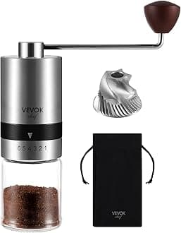 Manual Coffee Grinder Stainless Steel Burr Grinder 6 External Adjustable Setting Vintage Hand Coffee Grinder Portable Hand Crank Conical Coffee Bean Grinder Mill for Home,Camping