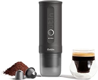 Outin Nano Portable Electric Espresso Machine with 3-4 Min Self-Heating, 20 Bar Mini Small 12V 24V Car Coffee Maker, Compatible with NS Capsule & Ground Coffee, Space Grey