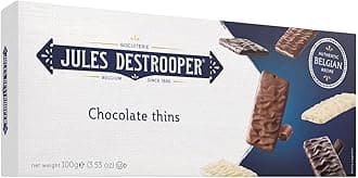 Jules Destrooper Chocolate Thins – Premium Authentic Belgian Biscuits, Butter Cookies Covered in Dark, Milk & White Choc, 100% Natural Ingredients, Perfect Treat or Gift for Hamper – 6 x 100g Packs