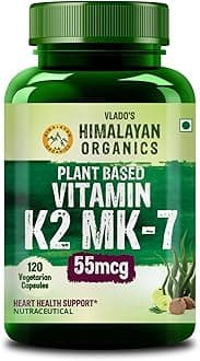 Himalayan Organics Organics Plant-Based Vitamin K2 Supplement Supports Stronger Bone & Heart Health - 120 Veg Capsules