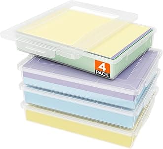 Lifewit 4 Pack Paper Organiser Storage, 32 x 23 cm/12x9 Multi-Purpose Plastic File Box with Latching Lids, Containers for A4, 8.5" x 11" Letter, Scrapbook, Document, Magazine, Art Supplies, Clear