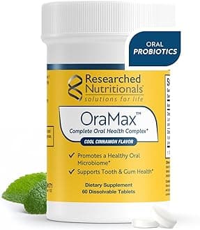 Researched Nutritionals OraMax - Oral Health Complex to Fight Bad Breath and Support Healthy Teeth & Gums - Oral Probiotics, Enzymes, Nutrients & Herbs (60 Dissolving Tablets)
