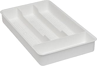 Dial Industries Small Cutlery, Utensil, Silverware Kitchen Drawer Organizer Tray, White
