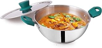 Stainless Steel Kadai/Kadhai With Steel Lid | 29.3cm/ 11.5 Inch, 4.6 liter, 1.23Kg | Induction Friendly | 3-Layer Thick Bottom, 100% Toxin-Free, No Chemical Coating