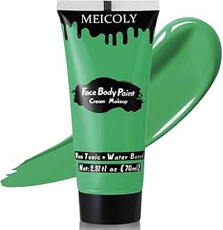 MEICOLY Green Face Body Paint for St Paddys Green Body Paint for St.Patrick’s Day Accessories, Halloween SFX Witch Makeup Elphaba Costume,Hunting Hulk Camo Face Paint for Adults and Kids
