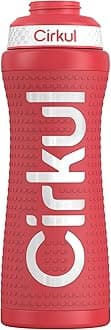 Cirkul22oz. Red Grip Stainless Steel Water Bottle & Sport Lid, Durable, Insulated, Protective Grip, Leakproof & Heavy Duty