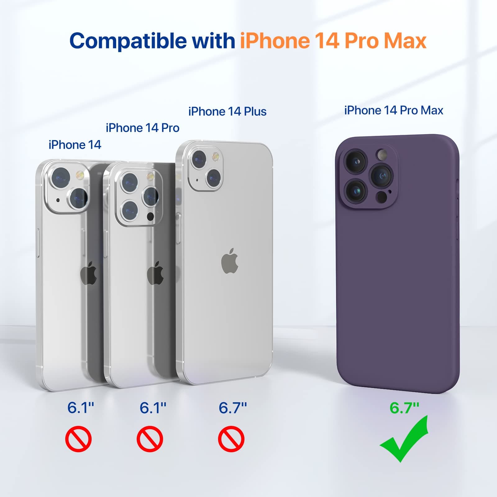 Miracase Designed for iPhone 14 Pro Max Phone Case with Screen Protector,[Upgraded Enhanced Camera Protection],Shockproof Liquid Silicone Case with Microfiber Lining,6.7 inch(Noble Purple)