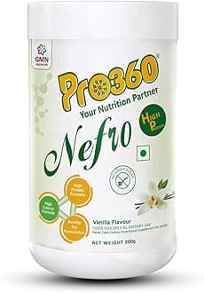 PRO360 Nefro HP (Fka Nephro HP) High Protein Dialysis Care Nutritional Supplement Powder - High Fat Formula Enriched With L-Taurine, L-Carnitine|No Added Sugar, Vanilla Flavour 200 Gram