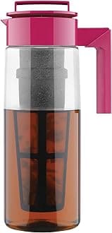Takeya Iced Tea Maker with Patented Flash Chill Technology Made in USA, 2 Quart, Raspberry
