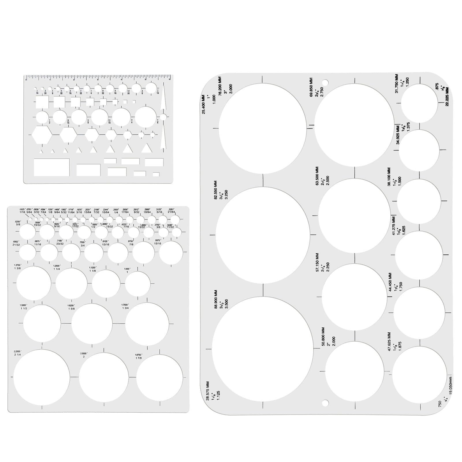 3pcs Circle Templates for Drafting - 3 Size Clear Stencils for Drawing Flexible Multifunctional Round Geometric Ruler Plastic Tracer Measuring Tool for Office School Building Formwork