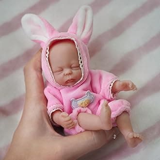 5.5 Inch Cute Mini Silicone Baby Girl, Silicone Full Body Baby Soft Skin Realistic Newborn Baby Dolls Real Life Tiny Baby Doll with Clothes Accessories