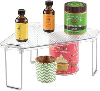 InterDesign Linus Corner Storage Shelf for Kitchen Cabinets, Countertops, Pantries - Clear.