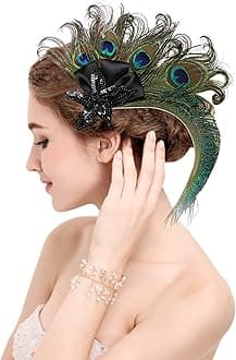 Z&X Peacock Feather Fascinator Hair Clip Vintage Wedding Tea Party Derby Hat 1920s Feathers Headpiece 15b Feather