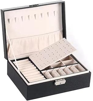 YouBella Jewellery Organisers Gifts Acrylic Portable Home Jwell organizer Storage Box Case with Dividers Container for Rings, Earrings, Necklace for Girls and Women (Black)