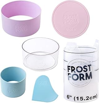 American Crafts Food Crafting 6 Inch Frost Form Starter Kit - 7 Piece Cake Pan Set With Round Liner, Stand, Crumb Cutter, Finisher, Base Form, and Instructions