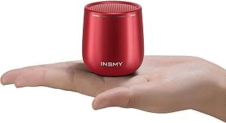 INSMY Small Bluetooth Speaker, Waterproof Mini Portable Wireless Speaker, Punchy Bass Rich Audio Stereo Pairing, Handheld Pocket Size, Built in Mic for Hiking Biking Gift Laptop Tablet (Red)