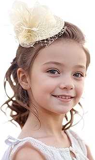 Zinniday Mini Tea Party Hat - 2026 Kentucky White Fascinators with Hair Clip Veil Feather Derby Fascinator Small Church Victoria Hats for Women Little Girls Prom Masquerade Dress Up (5.11inch)