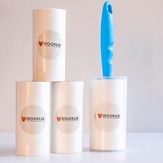 Wooflix Lint Remover with Handle, Protective Cover, and 2 Refills (120 Sheets) - Sticky Roller Brush for Clothes, Furniture, Carpet, Pet Fur, Dust, and Dirt (4 Refills 240 Sheet)
