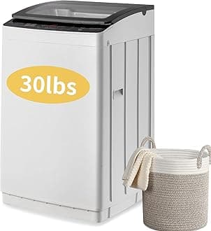 Winado Full Automatic Washing Machine, 30Lbs Tempered Glass Lid Portable Washing with Drain Pump, 8 Wash Programs 5 Water Level Washer & Spinner, 2 in 1 Washer and Dryer for Apartments, RV, Camping