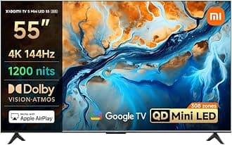 Xiaomi TV S Mini LED 55" 2025 | Bright 4K QD-MiniLED display with accurate color | 144Hz refresh rate | Premium metal finish with ultra slim-bezel design | Powerful AI engine for image enhancement