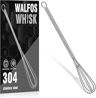 Walfos Long Small Whisks Skinny Little Whisk 10 inch Tiny Mini Whisk With Long Handle for Mixing Sauces, Coffee, Cooking,Beating, Blending Ingredients,