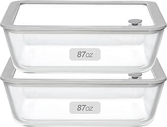 Glass Food Containers with Glass Lid, Microwave Safe Food Storage Container Set, 2 Pack of 87oz, Large Size Airtight Storage Set with Leak Proof Lids, Meal Prep Containers