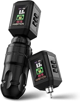 Ambition Lutin Wireless Tattoo Gun Rotary Tattoo Pen Machine with Straight Drive Bar Dual 2200mAh Korall Power Supply for Professional Artists