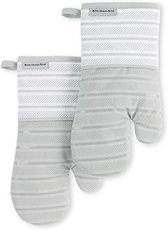KitchenAidAlbany Oven Mitt 2-Pack Set, Matte Grey, 7"x13"