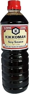 Kikkoman Naturally Brewed Soy Sauce - 1 Litre | Made in Japan, All Purpose Seasoning - 4 ingredients- Soy Beans, Salt, Water, Wheat | Vegetarian, No Added Colour or Preservatives, 1000 Grams