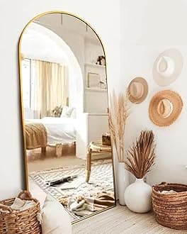Full Length Mirror with Stand, 30"x71" Floor Mirror Freestanding, Arched Wall Mirror, Oversized Mirror Full Length, Gold Arch Mirror Full Length, Gold