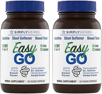 Dr. Schulze'sEasy GO Bowel Mover 2-Pack | Formulated Gentle Laxative, Colon Toner & Stool Softener | 100% Plant Natural Bowel Cleanse | Promotes Regular & Complete Bowel Movements | 100 Ct Vegan