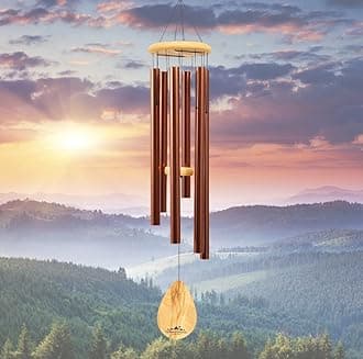 UpBlend Outdoors Wind Chimes for Outside - 29" Copper-Red Wind Chime Outdoor, Zen Garden Chimes for Outdoors, Tin Windchime, Decor Windchimes for Mom, Grandma, Gifts for Her
