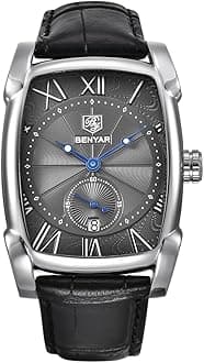 BENYAR Men's Watch Chronograph Stainless Steel Analog Quartz Watch 30M Waterproof Anti-Scratch Watch Silver Date Business Fashion Watch Classic Wristwatch Comfortable Watch