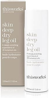 THISWORKS Skin Deep Dry Leg Oil – 100% Natural Body Oil Moisturizer with 13 Essential Oils & 6 Cold-Pressed Plant Oils, Hydrates & Nourishes Dry Skin, 5 oz / 150ml