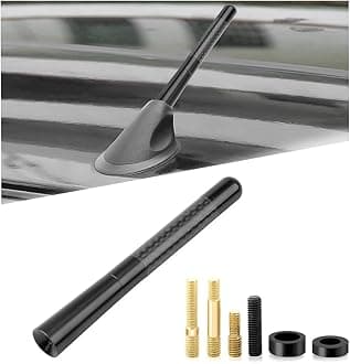 Car Short Antenna, 4.72" Carbon Fiber Antennas Replacement with Aluminum Screw, AM/FM Radio Reception Antenna for Most Cars, SUVs and Trucks, Universal Accessories (Black)