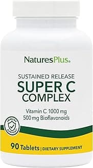 Nature's Plus Super C Complex Sustained Release, 90 Tablets - With 1000 Mg Vitamin C & 500 Mg Bioflavonoids, Suitable For Vegetarians, Gluten-Free