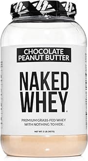 Whey Chocolate Peanut Butter Protein Powder, Grass Fed Whey, No GMO, No Soy, and Gluten Free. Nothing Artificial, Aid Growth and Recovery - 21 Servings